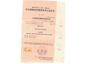 職業(yè)健康安全管理體系認(rèn)證證書